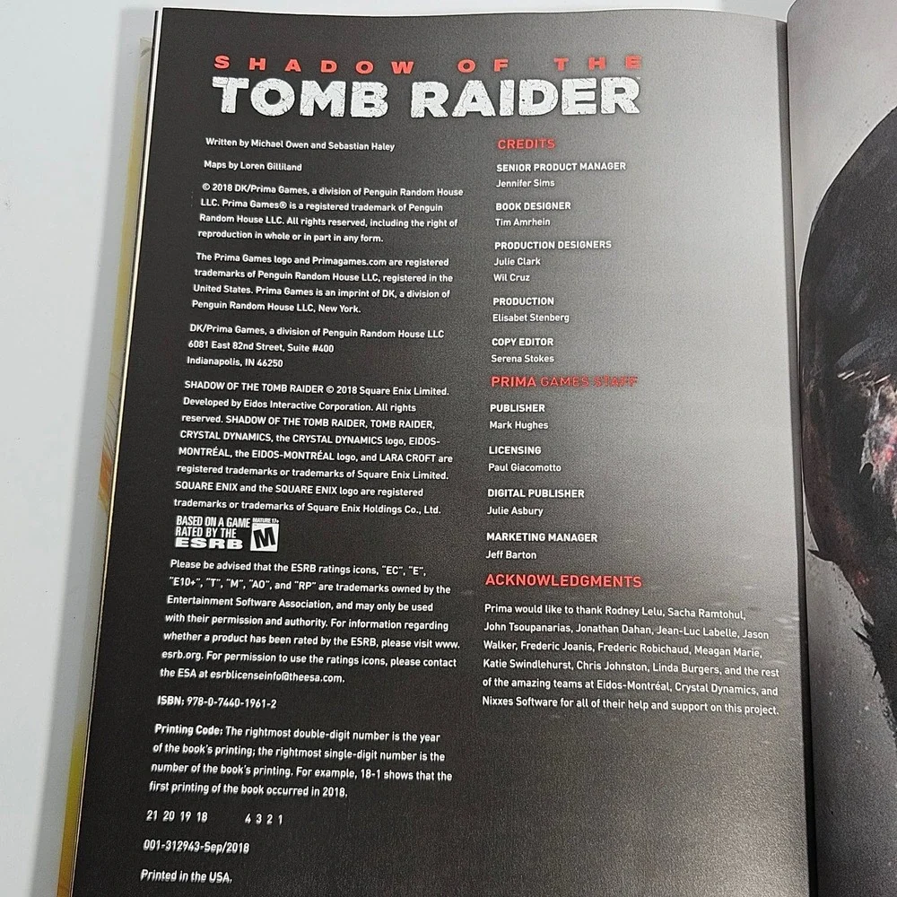 Shadow of the Tomb Raider Collector's Companion Tome Prima Games Hardcover Guide
